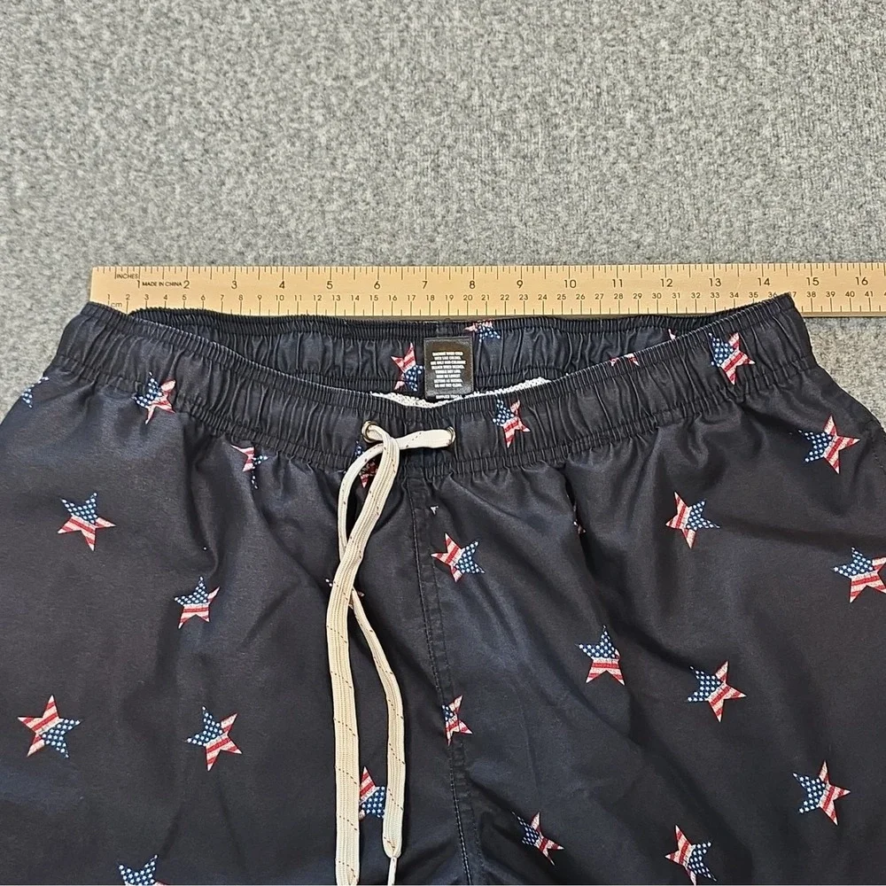 City Streets Mens Large American Flag Stars Swimming  Shorts